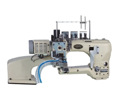 DIRECT DRIVE 4 NEEDLE 6 THREAD INTERLOCK JOINING MACHINE WITH WASTE SUCTION DEVICE